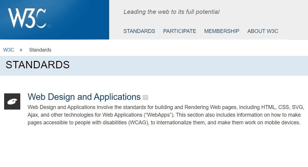 W3C standards page